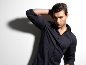 male model in black shirt 